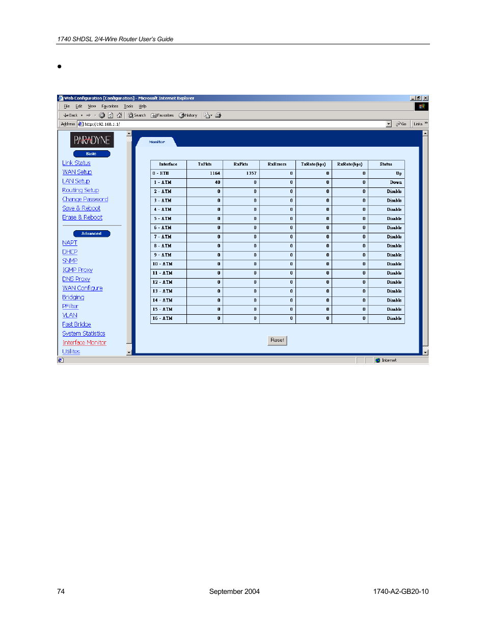 HP 1740 SHDSL User Manual | Page 74 / 87