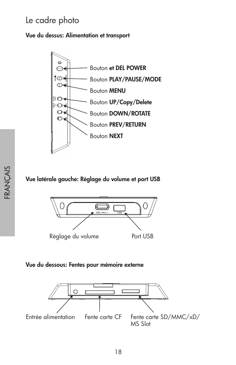 Le cadre photo, Fr ançai s | HP df750 Series User Manual | Page 20 / 46