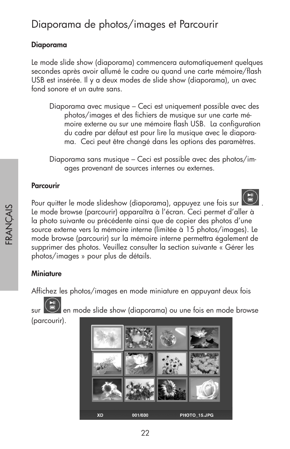 Diaporama de photos/images et parcourir | HP df750 Series User Manual | Page 24 / 46