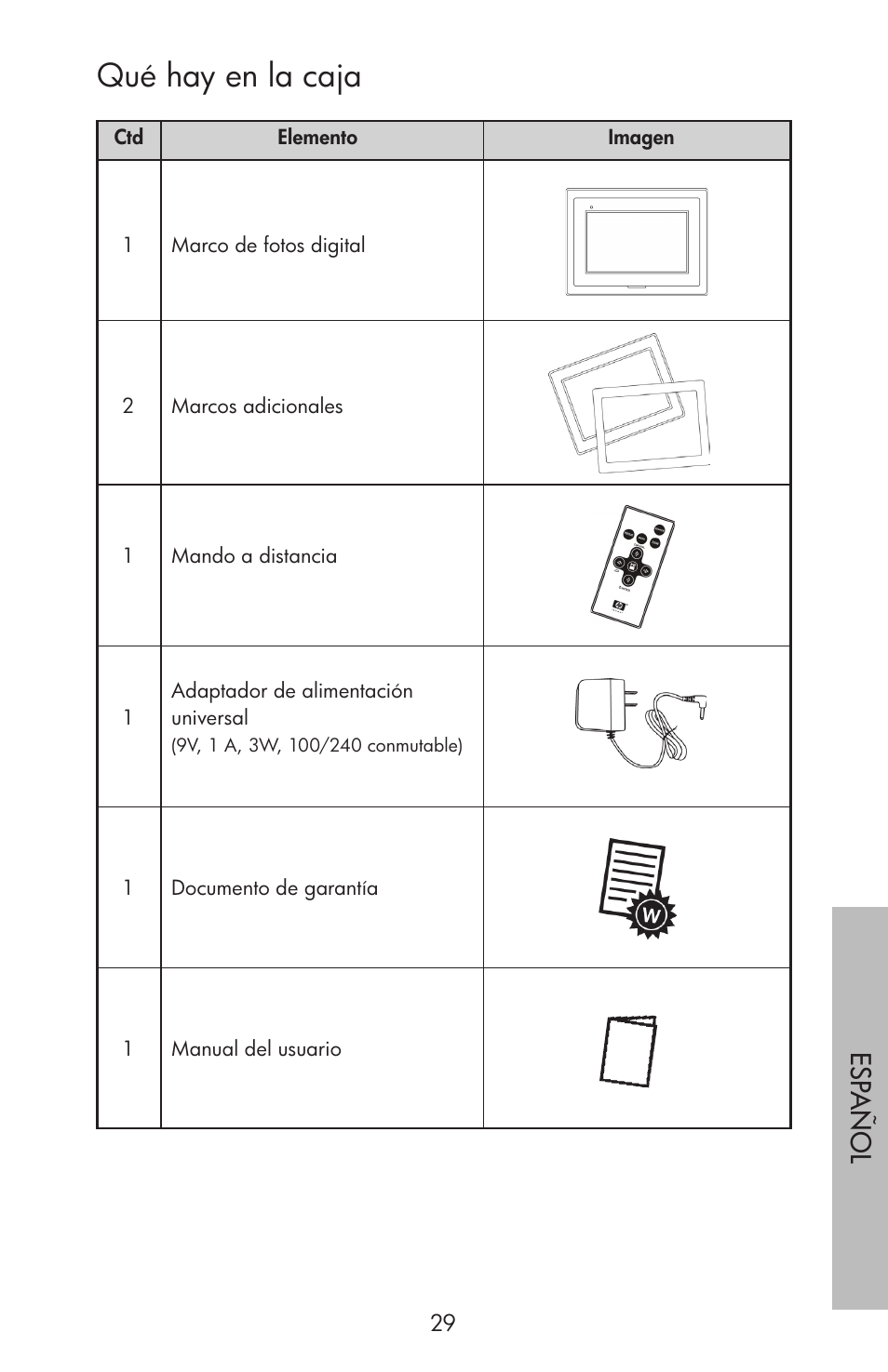 Qué hay en la caja, Esp añol | HP df750 Series User Manual | Page 31 / 46