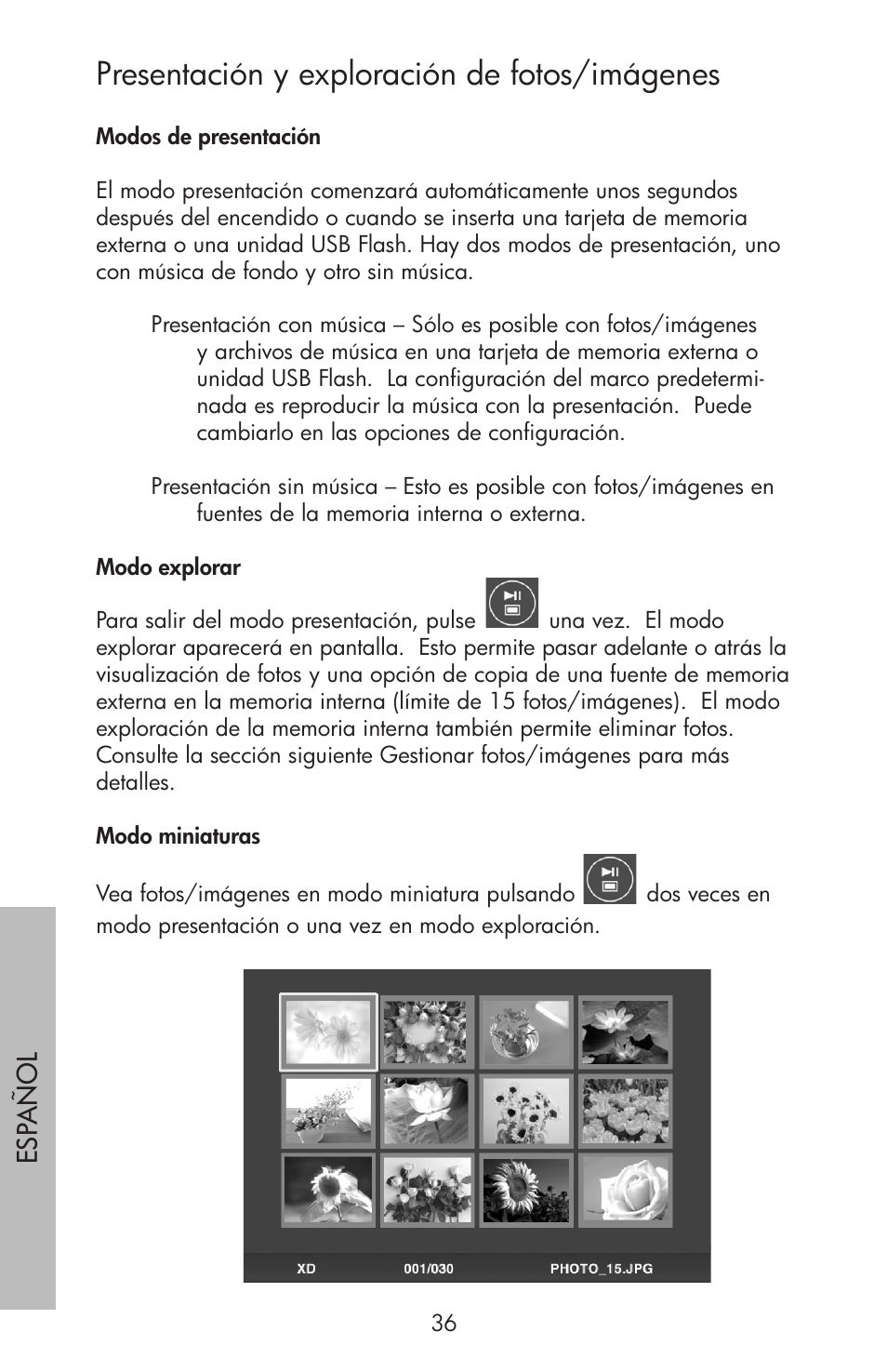 Presentación y exploración de fotos/imágenes | HP df750 Series User Manual | Page 38 / 46