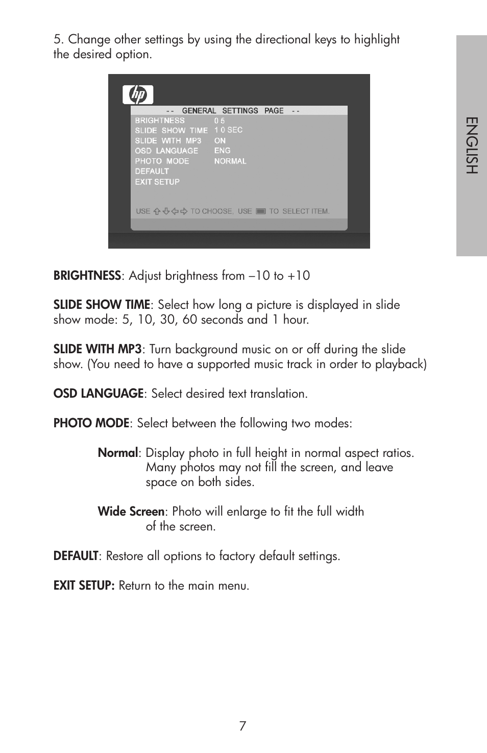 Engli sh | HP df750 Series User Manual | Page 9 / 46