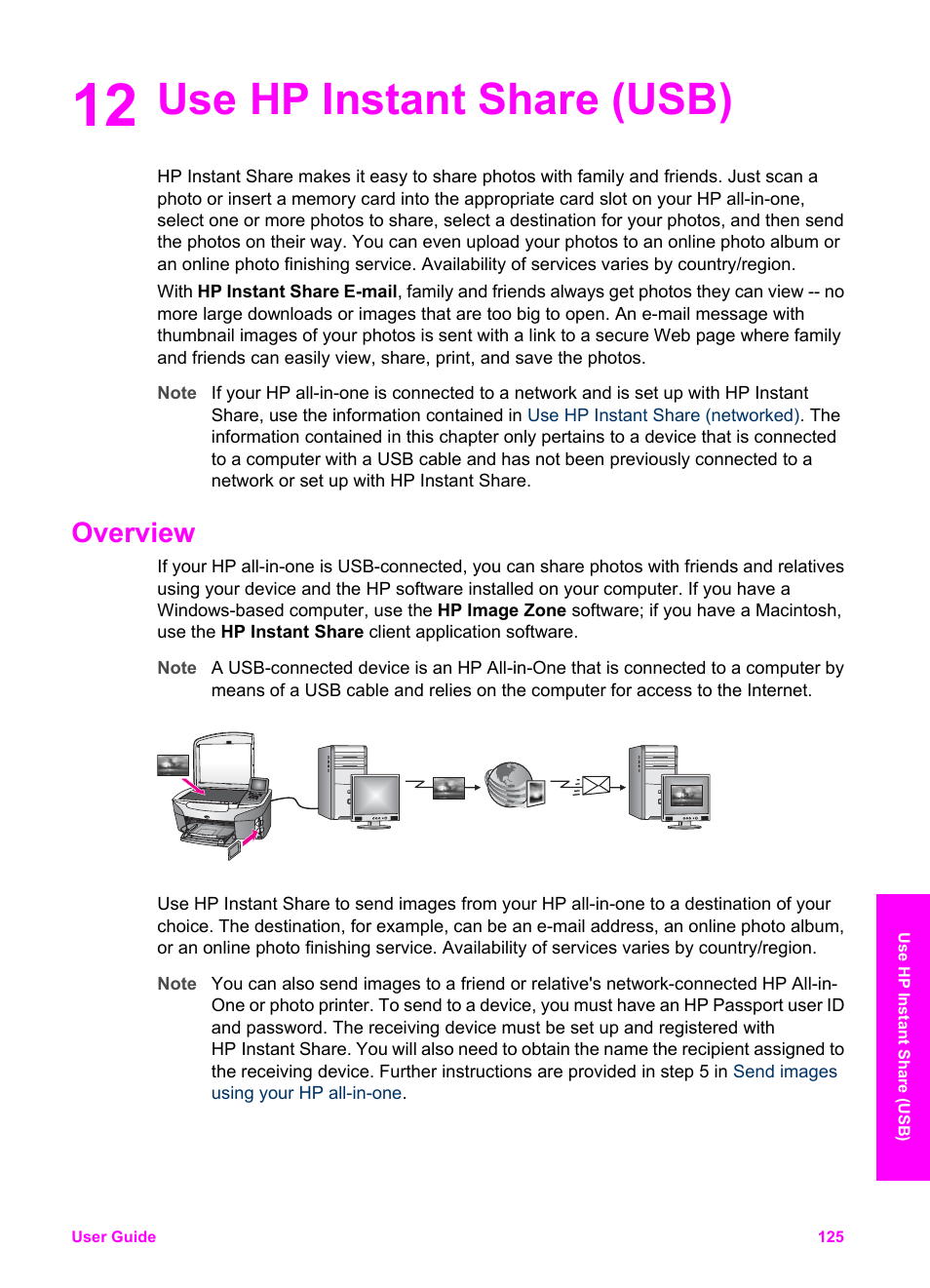 Use hp instant share (usb), Overview, 12 use hp instant share (usb) | Hp instant share (usb) | HP 2600/2700 User Manual | Page 128 / 241