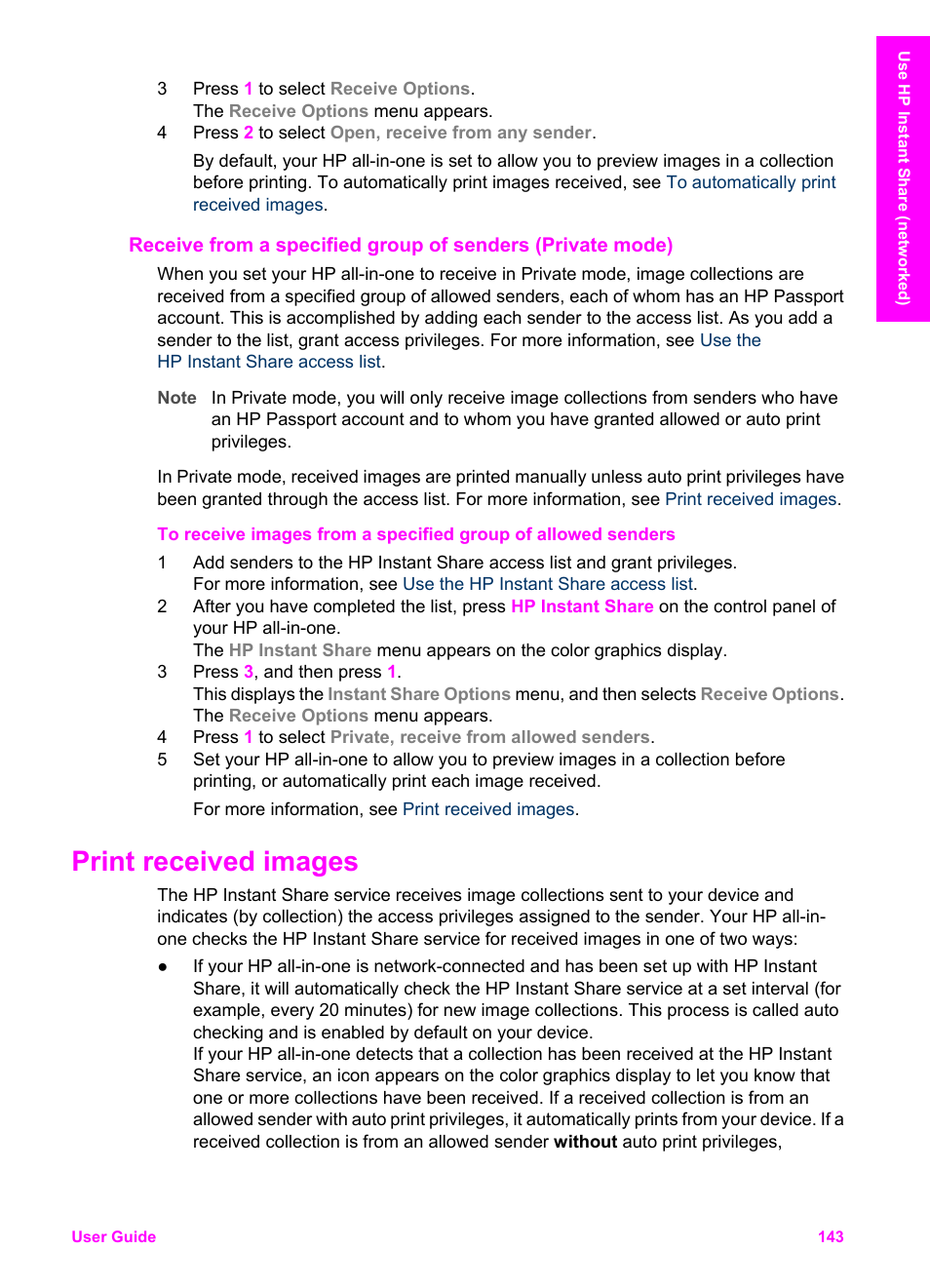 Print received images | HP 2600/2700 User Manual | Page 146 / 241