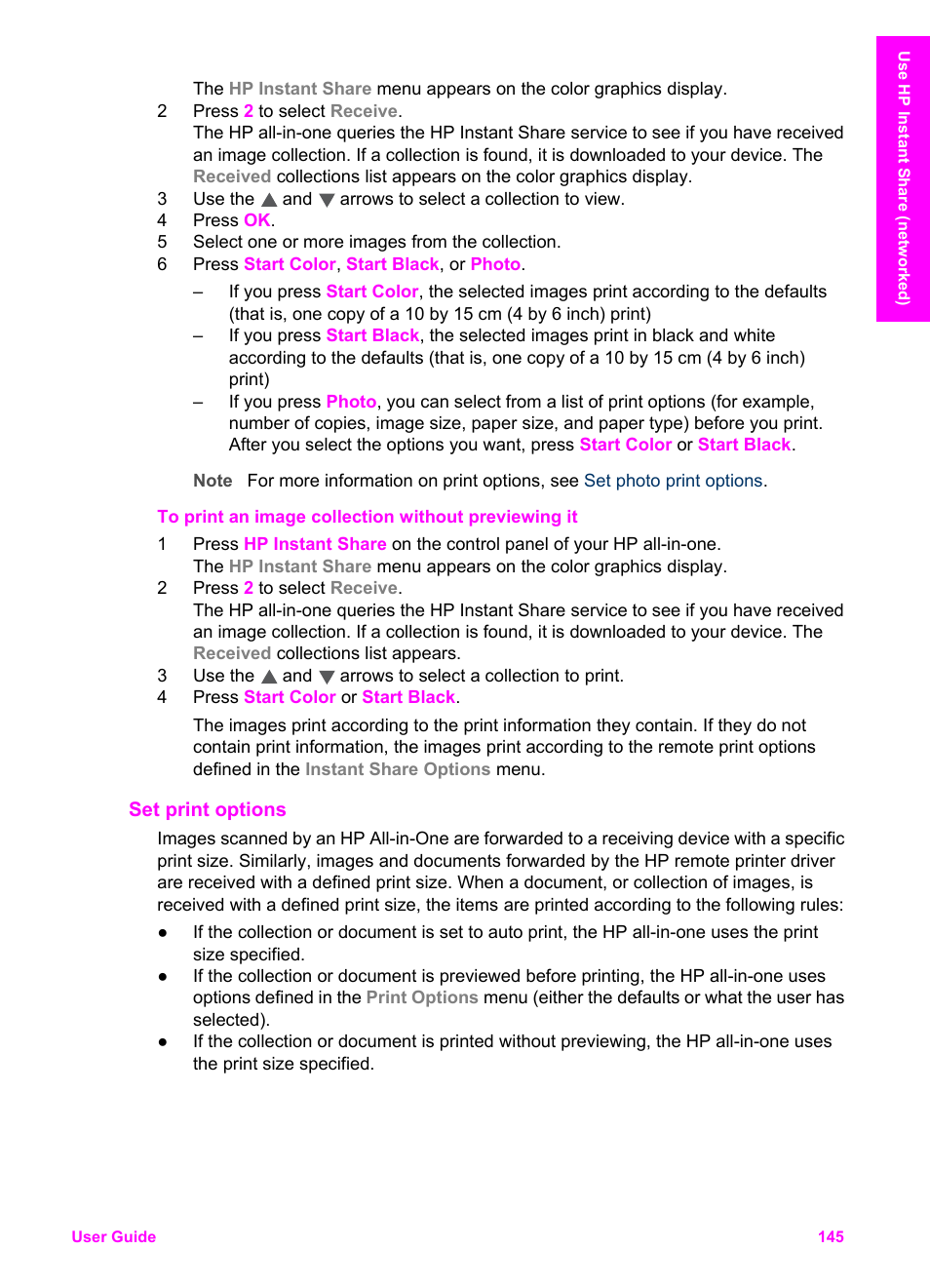 Set print options | HP 2600/2700 User Manual | Page 148 / 241
