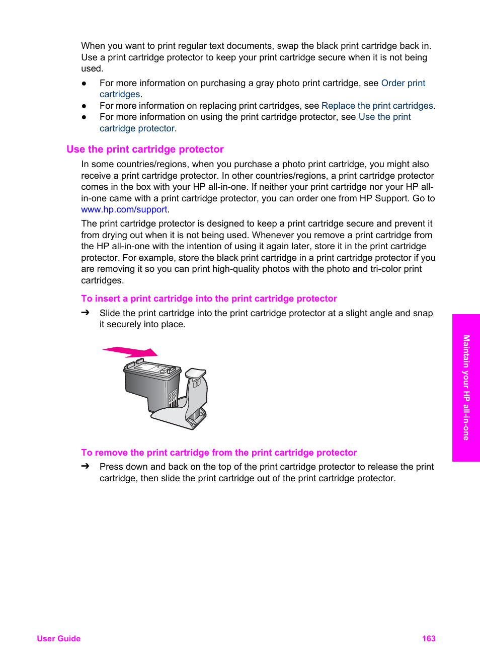 Use the print cartridge protector, Use the print, Cartridge protector | HP 2600/2700 User Manual | Page 166 / 241