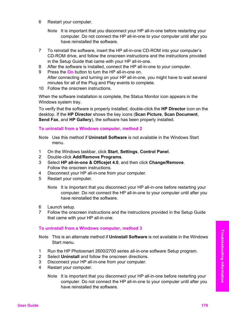 HP 2600/2700 User Manual | Page 182 / 241