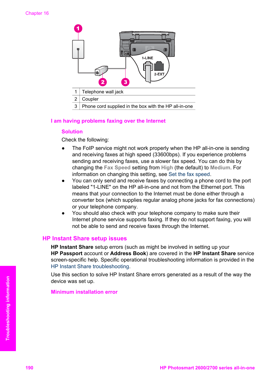 Hp instant share setup issues | HP 2600/2700 User Manual | Page 193 / 241