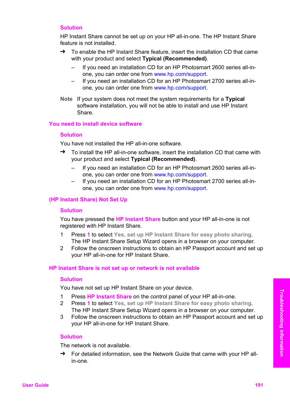 HP 2600/2700 User Manual | Page 194 / 241