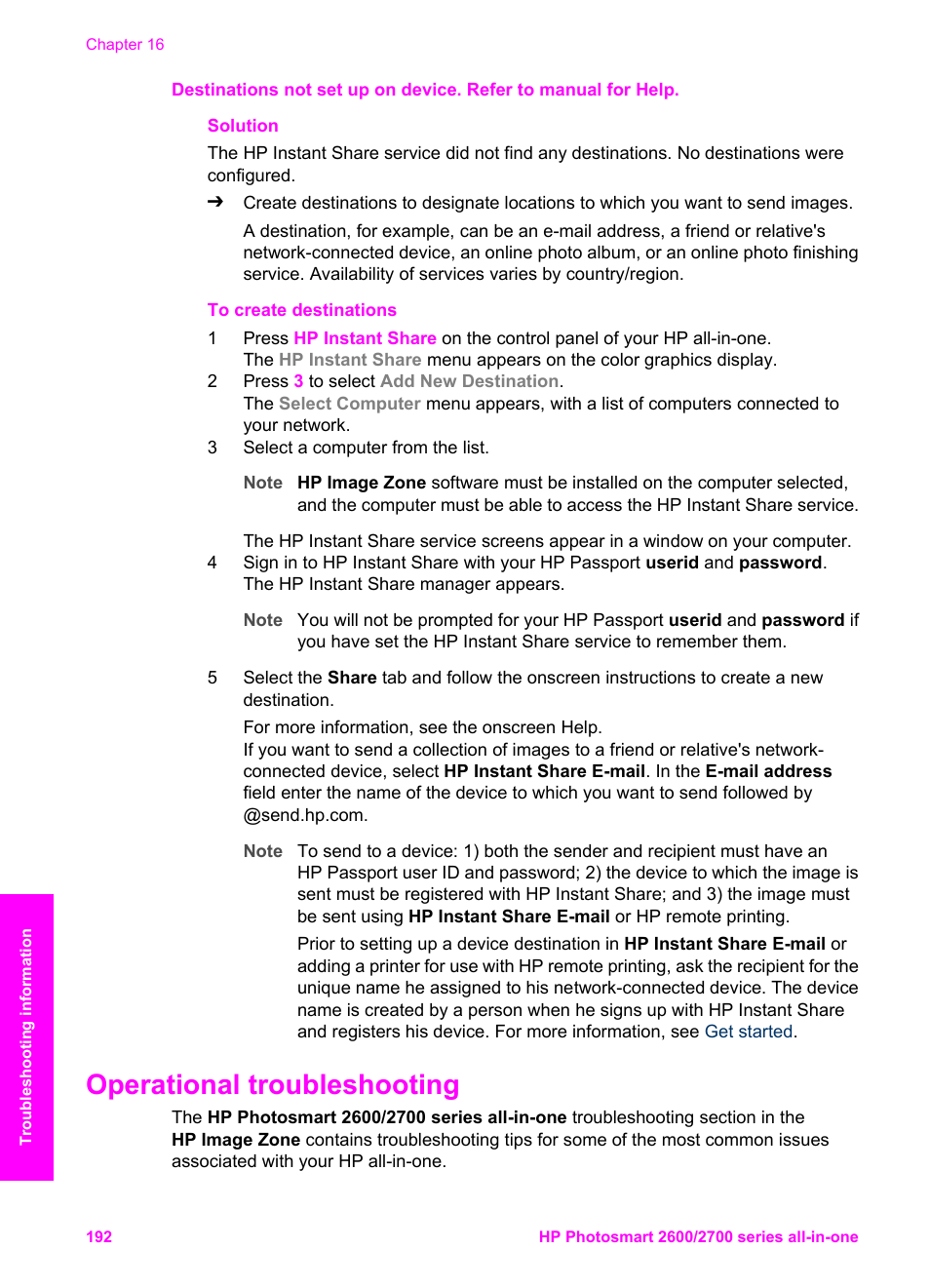 Operational troubleshooting | HP 2600/2700 User Manual | Page 195 / 241
