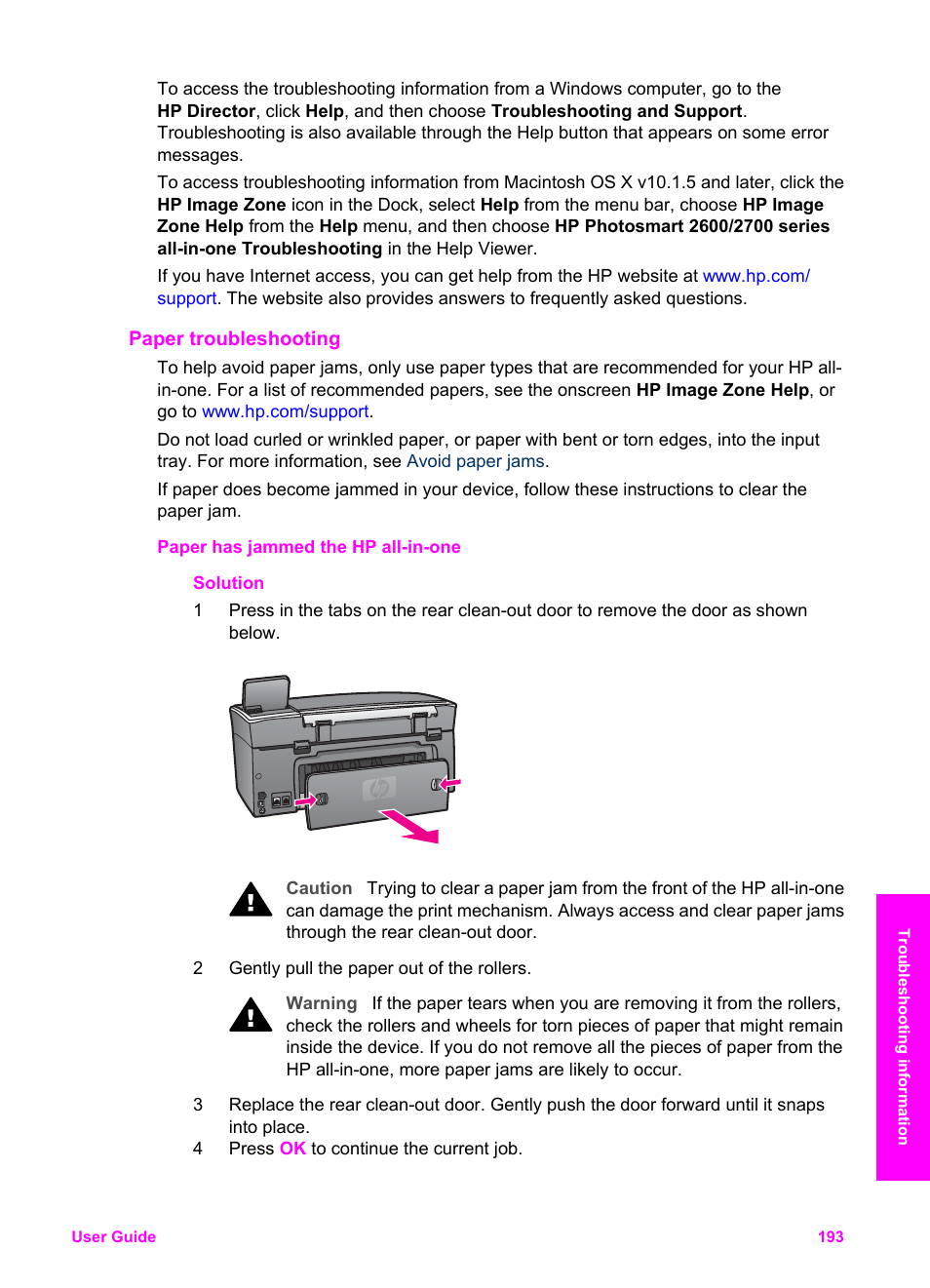 Paper troubleshooting | HP 2600/2700 User Manual | Page 196 / 241