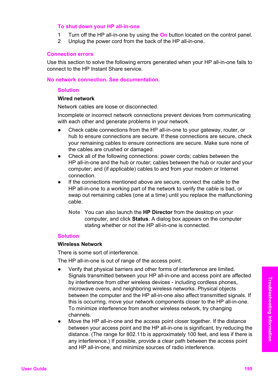 Connection errors | HP 2600/2700 User Manual | Page 198 / 241