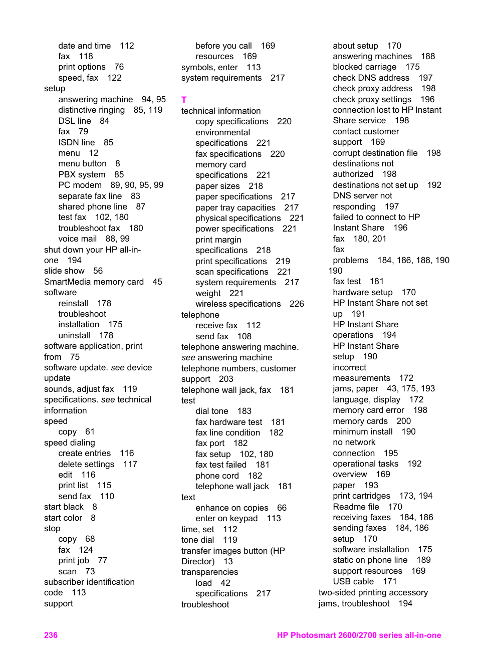 HP 2600/2700 User Manual | Page 239 / 241