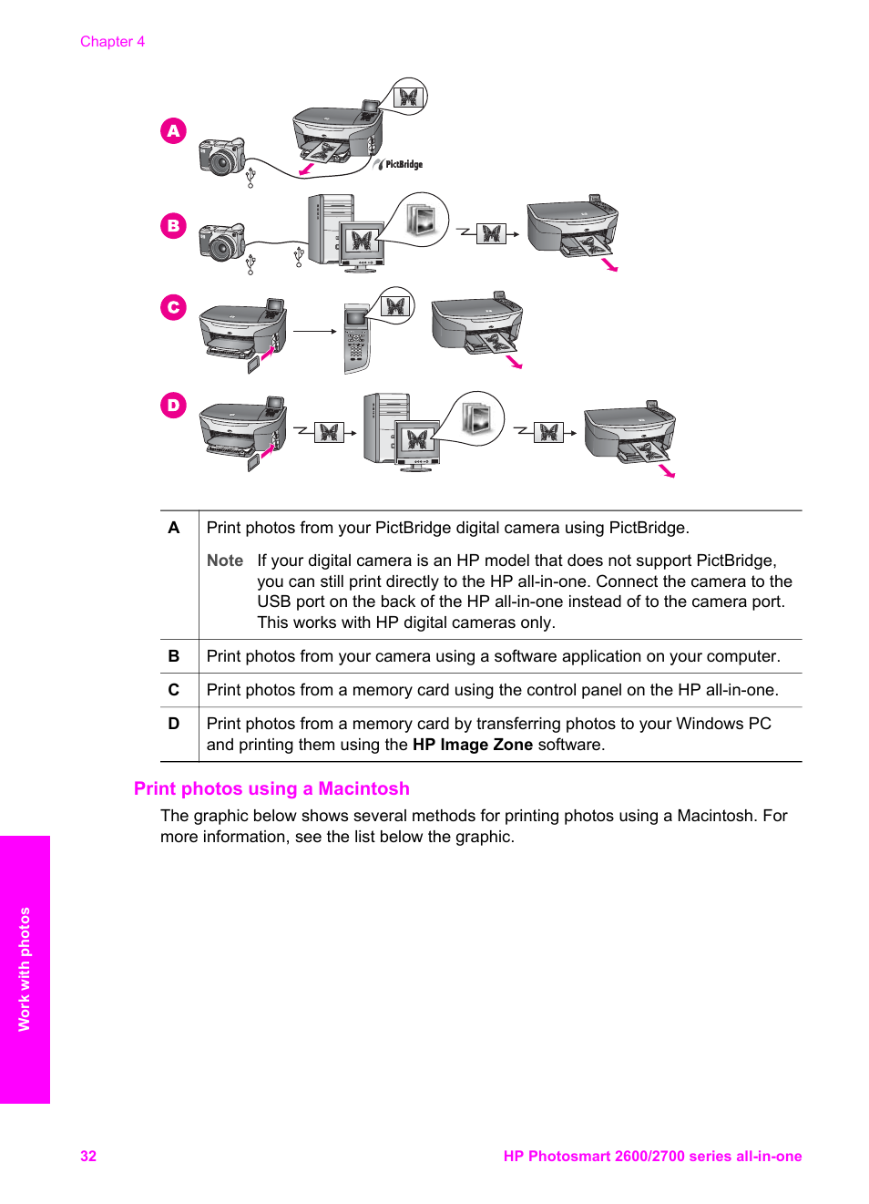 Print photos using a macintosh | HP 2600/2700 User Manual | Page 35 / 241