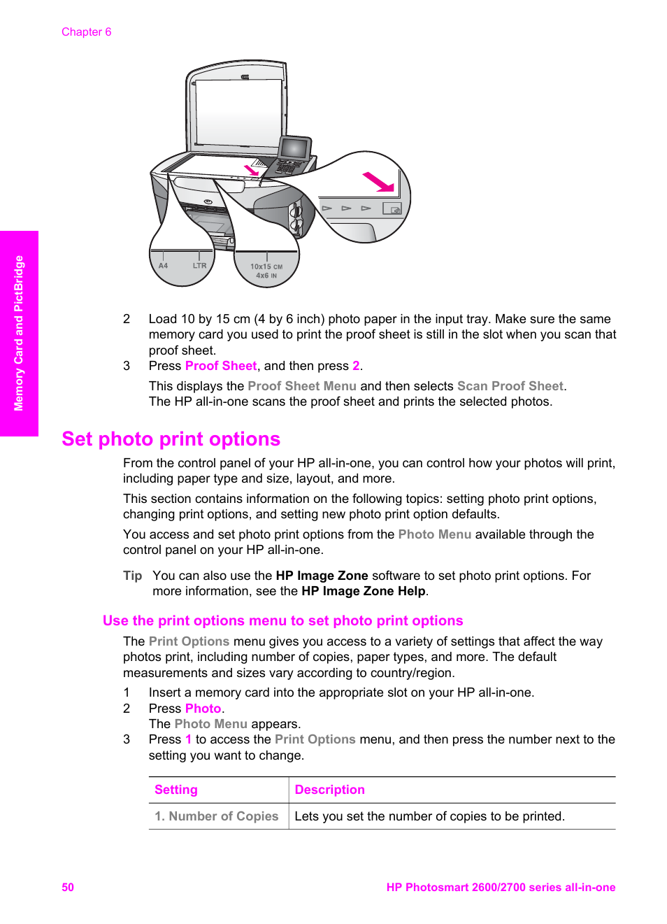 Set photo print options | HP 2600/2700 User Manual | Page 53 / 241