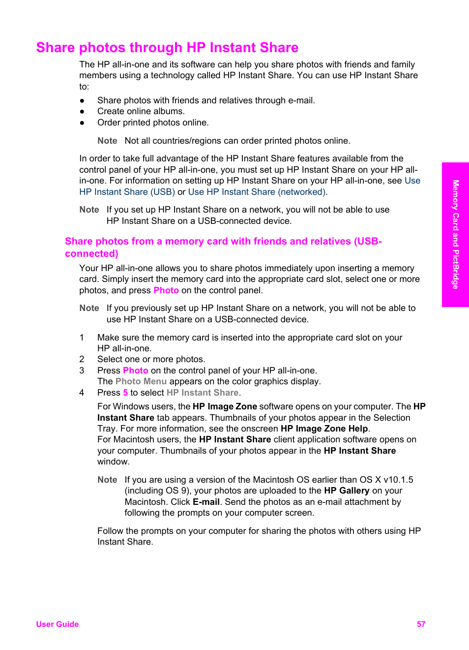 Share photos through hp instant share | HP 2600/2700 User Manual | Page 60 / 241