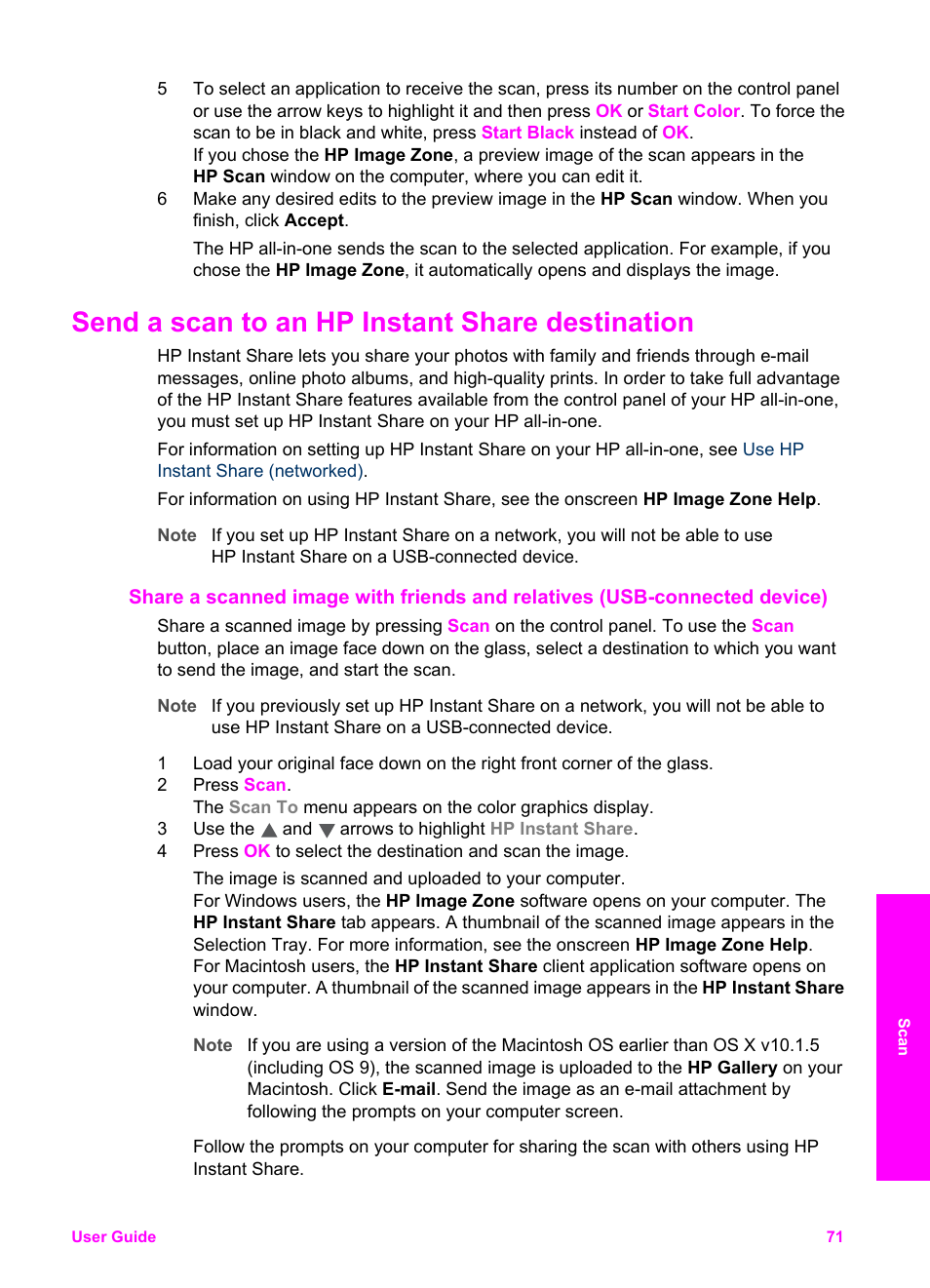 Send a scan to an hp instant share destination | HP 2600/2700 User Manual | Page 74 / 241