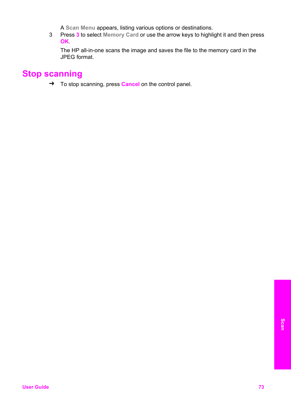 Stop scanning | HP 2600/2700 User Manual | Page 76 / 241
