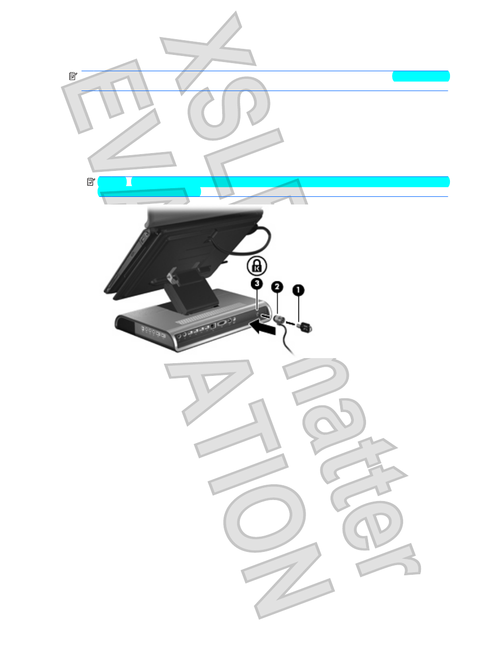 Connecting an optional security cable | HP XB4000 User Manual | Page 35 / 43