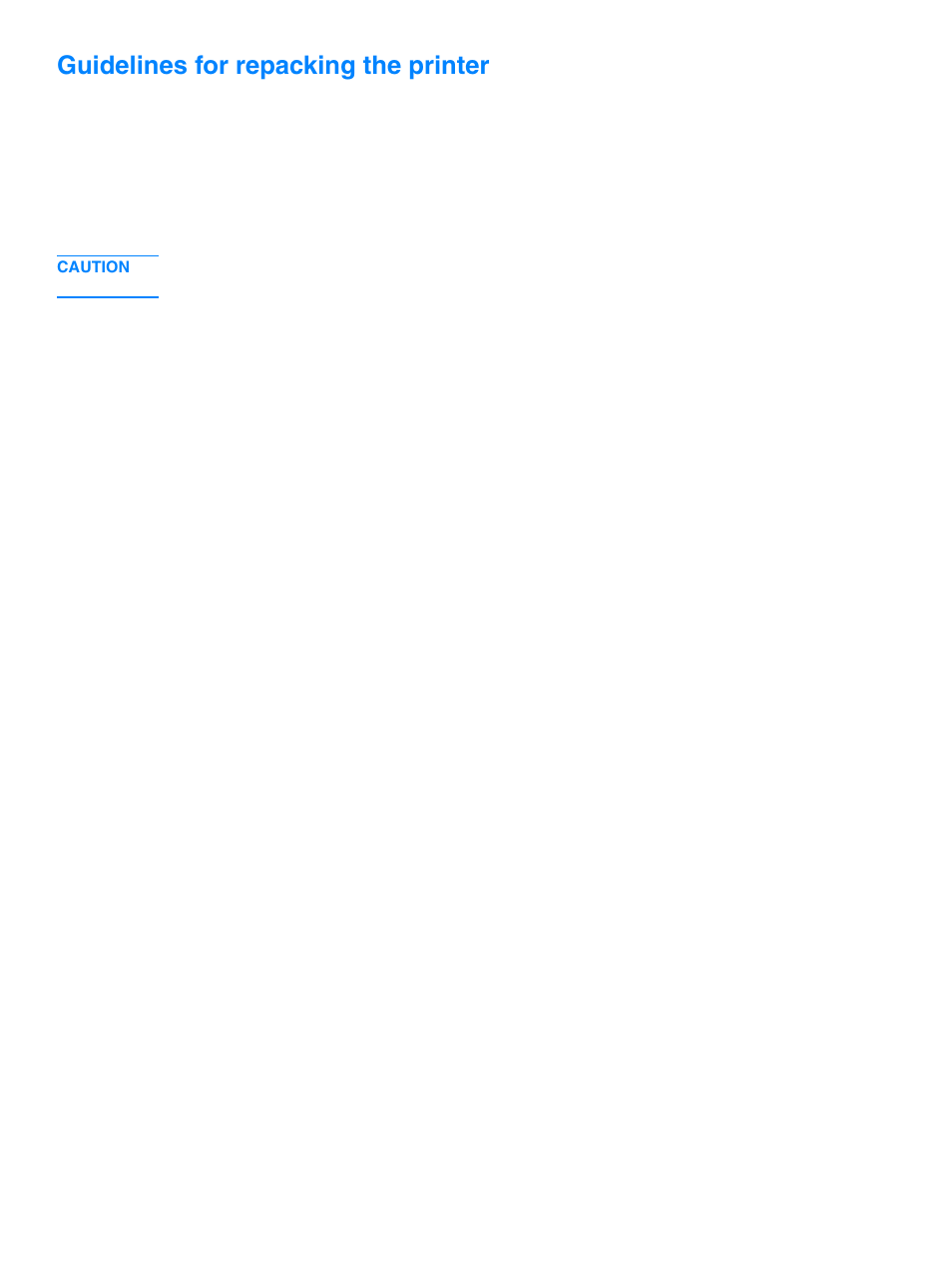 Guidelines for repacking the printer | HP 1010 User Manual | Page 113 / 122