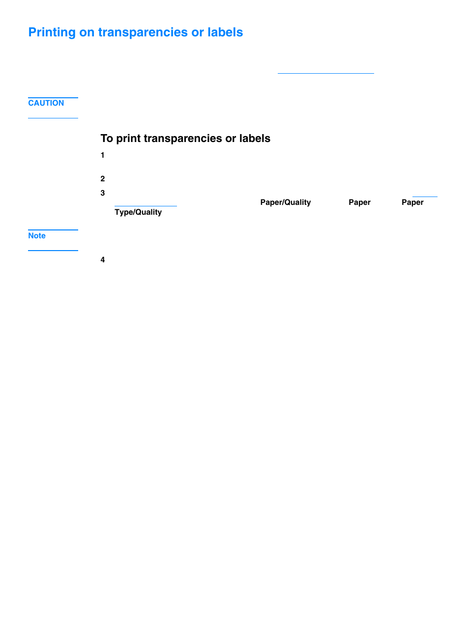 Printing on transparencies or labels, To print transparencies or labels | HP 1010 User Manual | Page 30 / 122