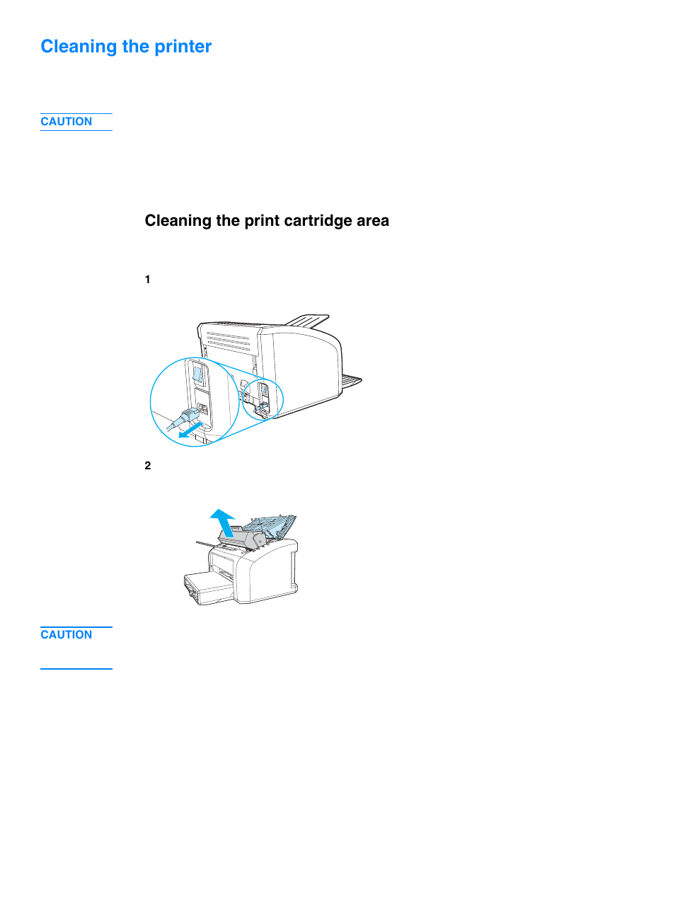 Cleaning the printer, Cleaning the print cartridge area, Cleaning the | Printer | HP 1010 User Manual | Page 54 / 122