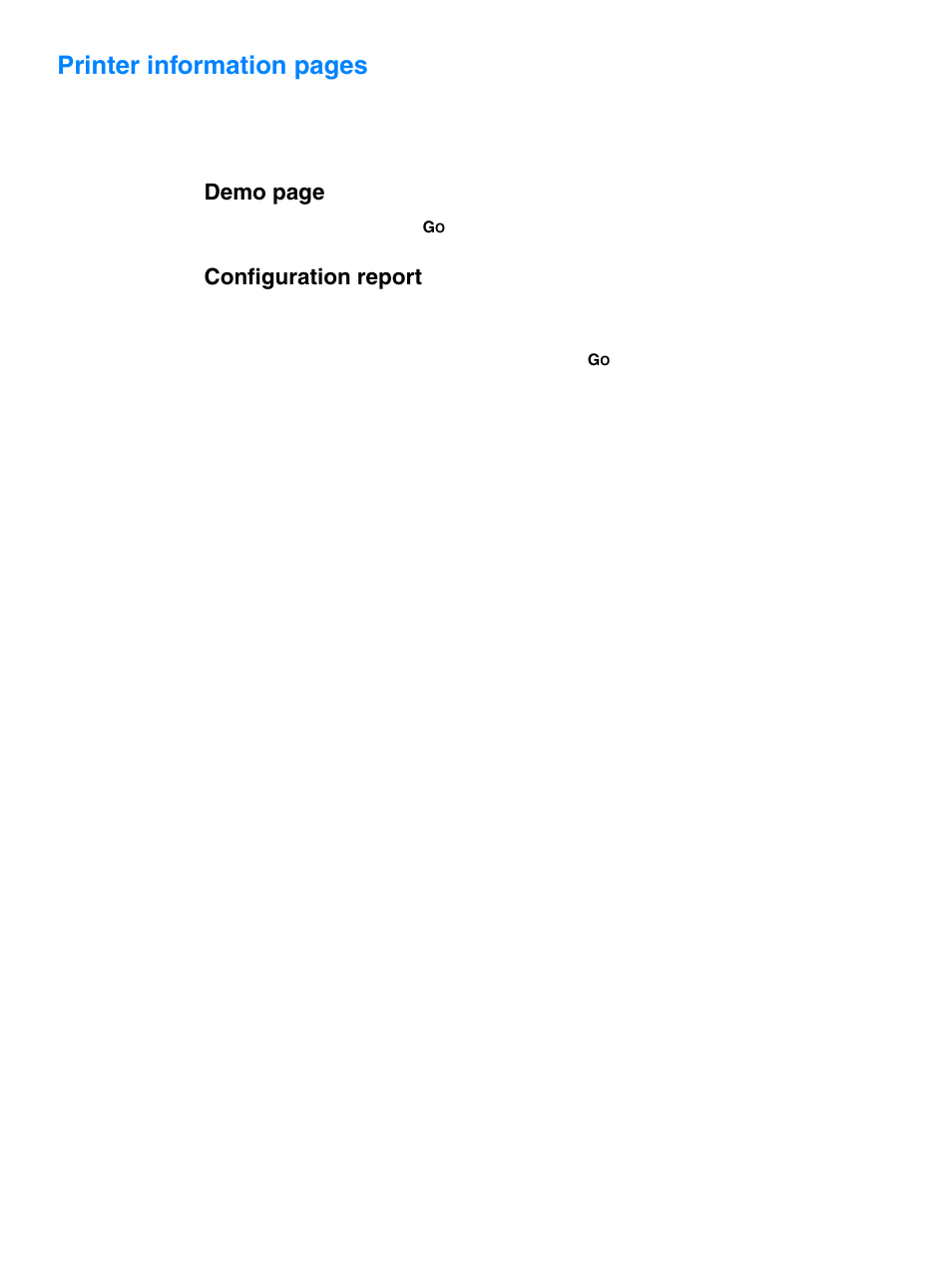 Configuration report, Printer information pages, Demo page | HP 1010 User Manual | Page 58 / 122