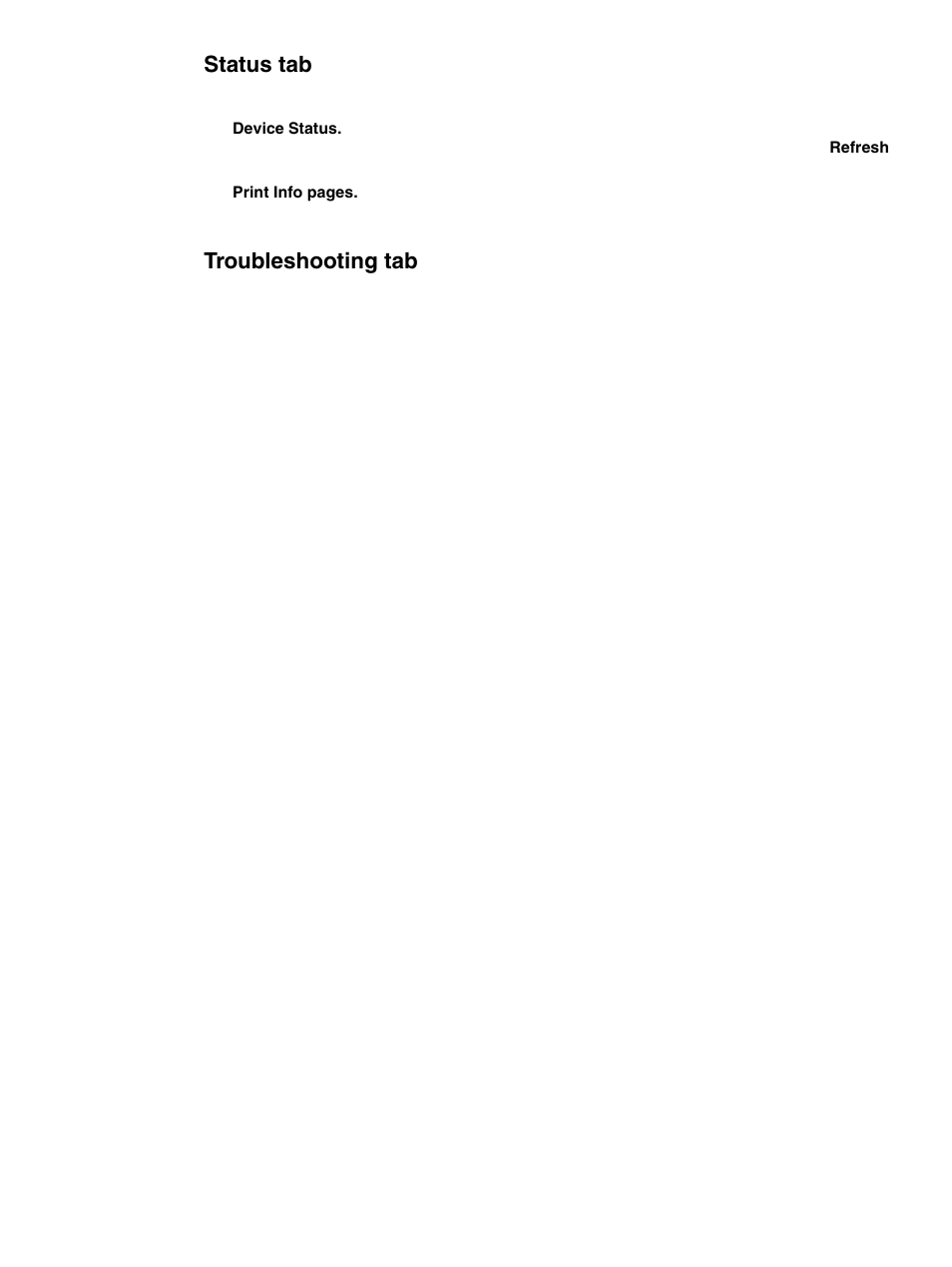 Status tab, Troubleshooting tab, Status tab troubleshooting tab | HP 1010 User Manual | Page 61 / 122