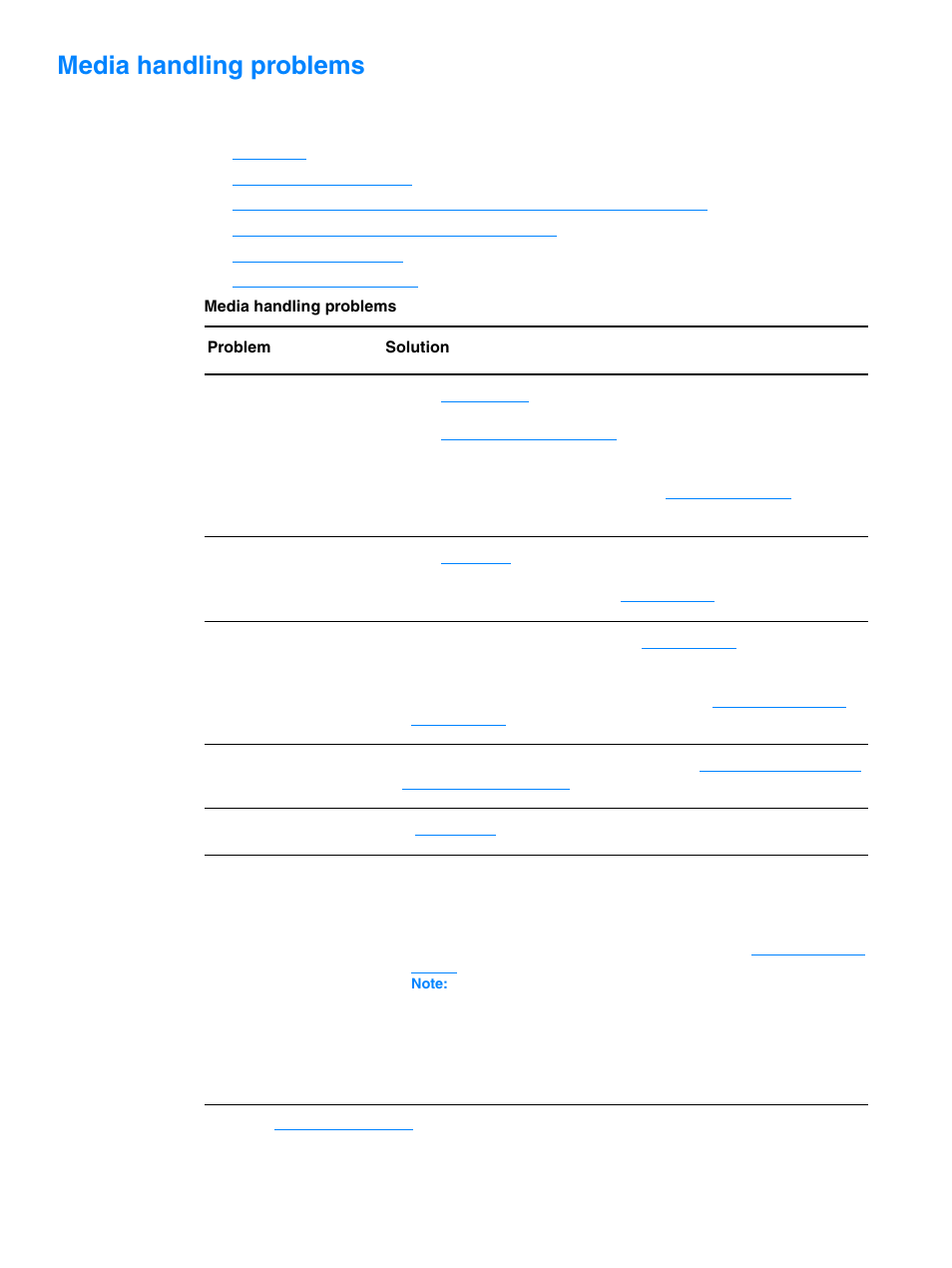 Media handling problems | HP 1010 User Manual | Page 70 / 122