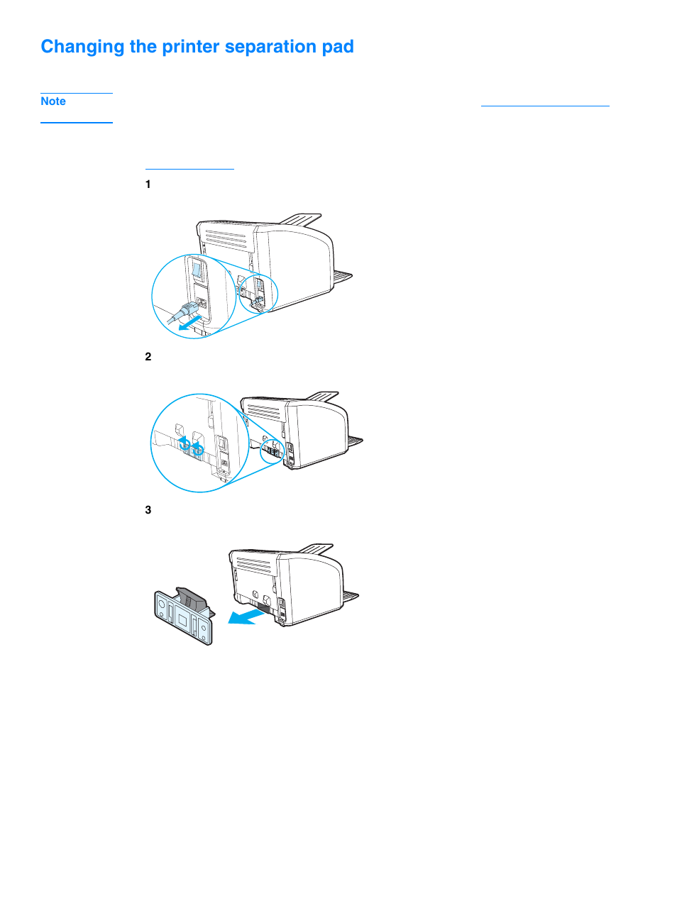 Changing the printer separation pad, Changing the printer, Separation pad | HP 1010 User Manual | Page 84 / 122