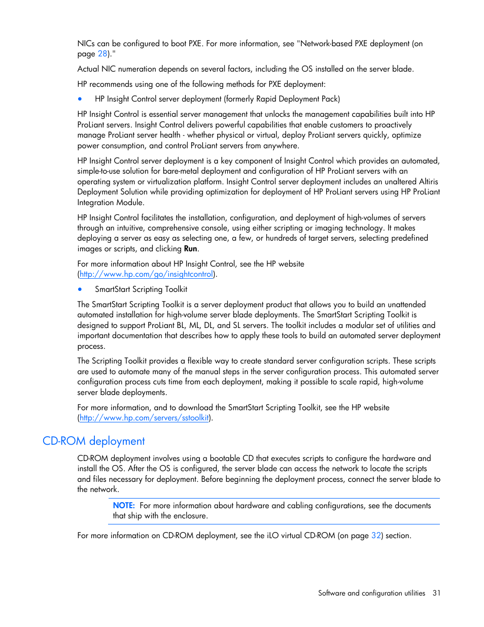 Cd-rom deployment | HP BL2X220C User Manual | Page 31 / 82