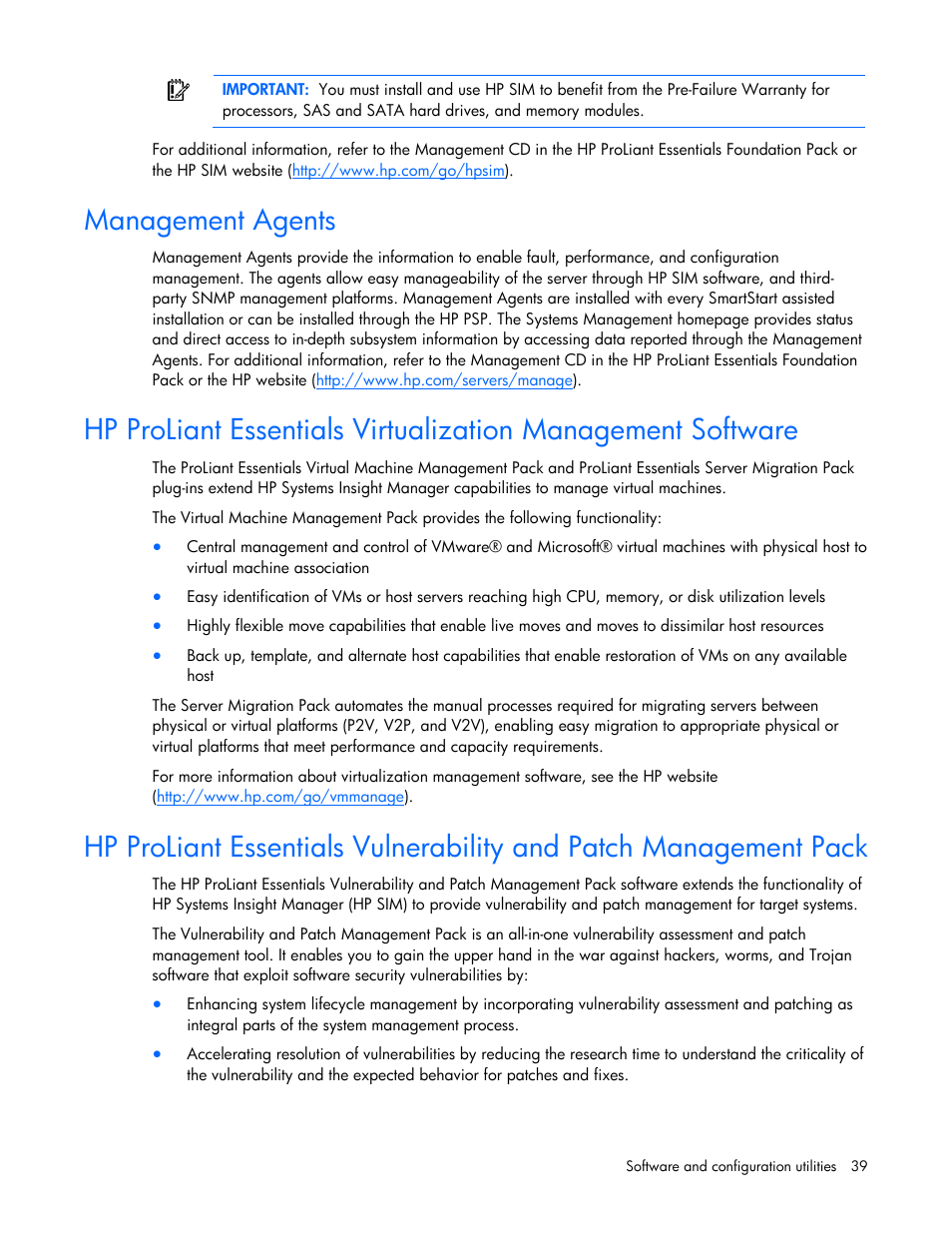 Management agents | HP BL2X220C User Manual | Page 39 / 82