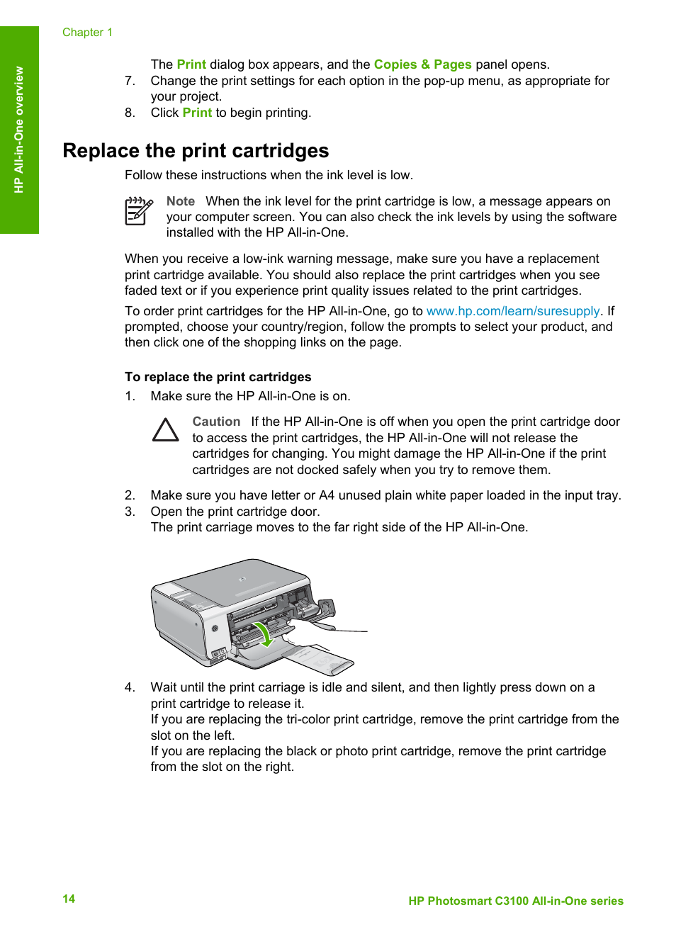 Replace the print cartridges | HP C4680 User Manual | Page 17 / 35