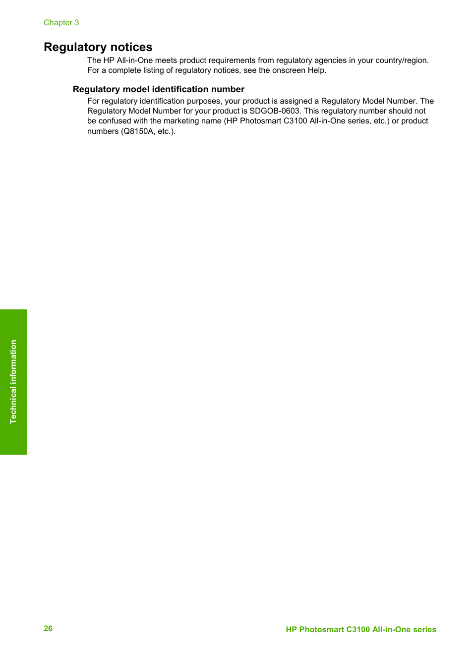 Regulatory notices, Regulatory model identification number | HP C4680 User Manual | Page 29 / 35