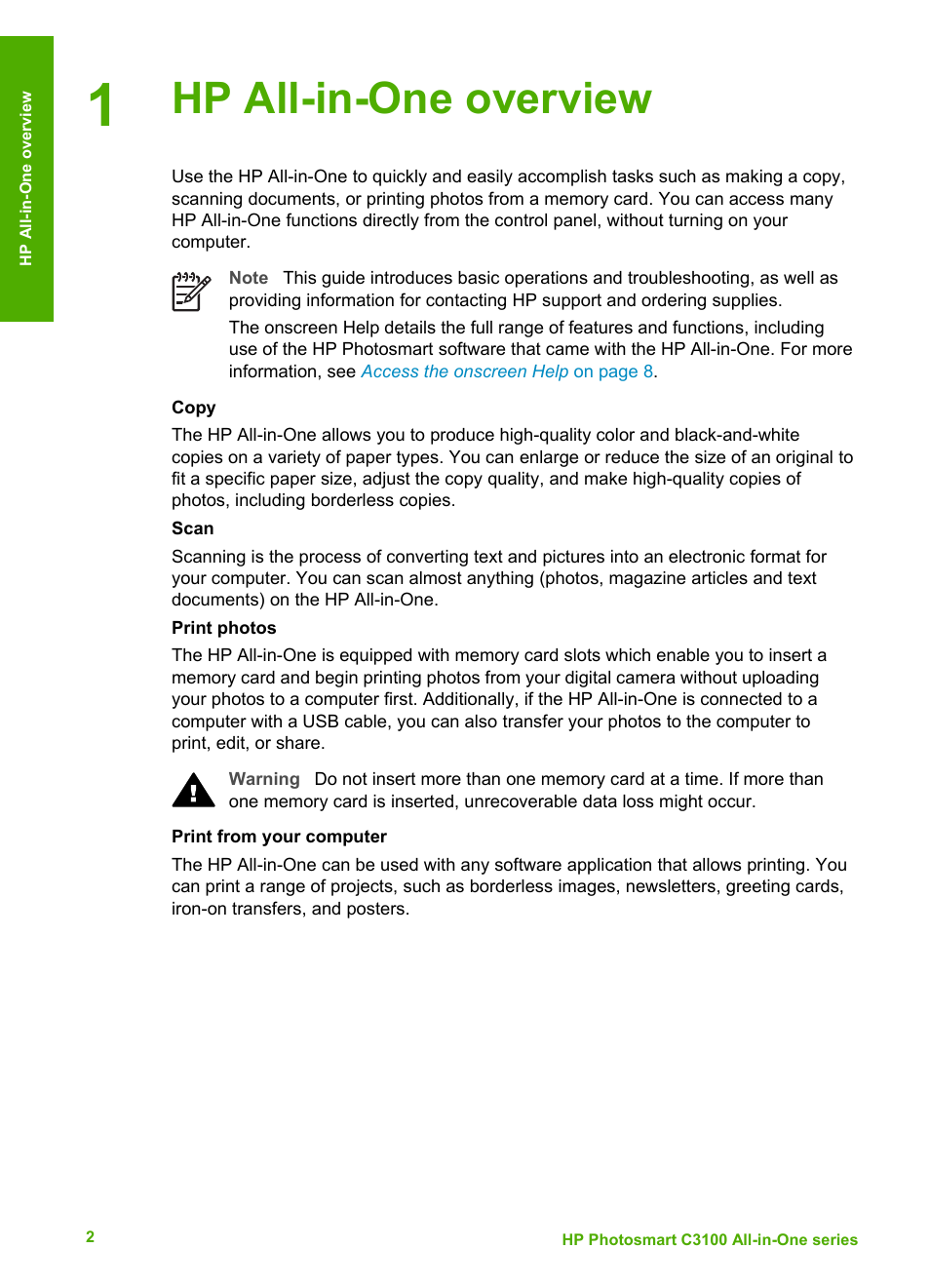 Hp all-in-one overview | HP C4680 User Manual | Page 5 / 35