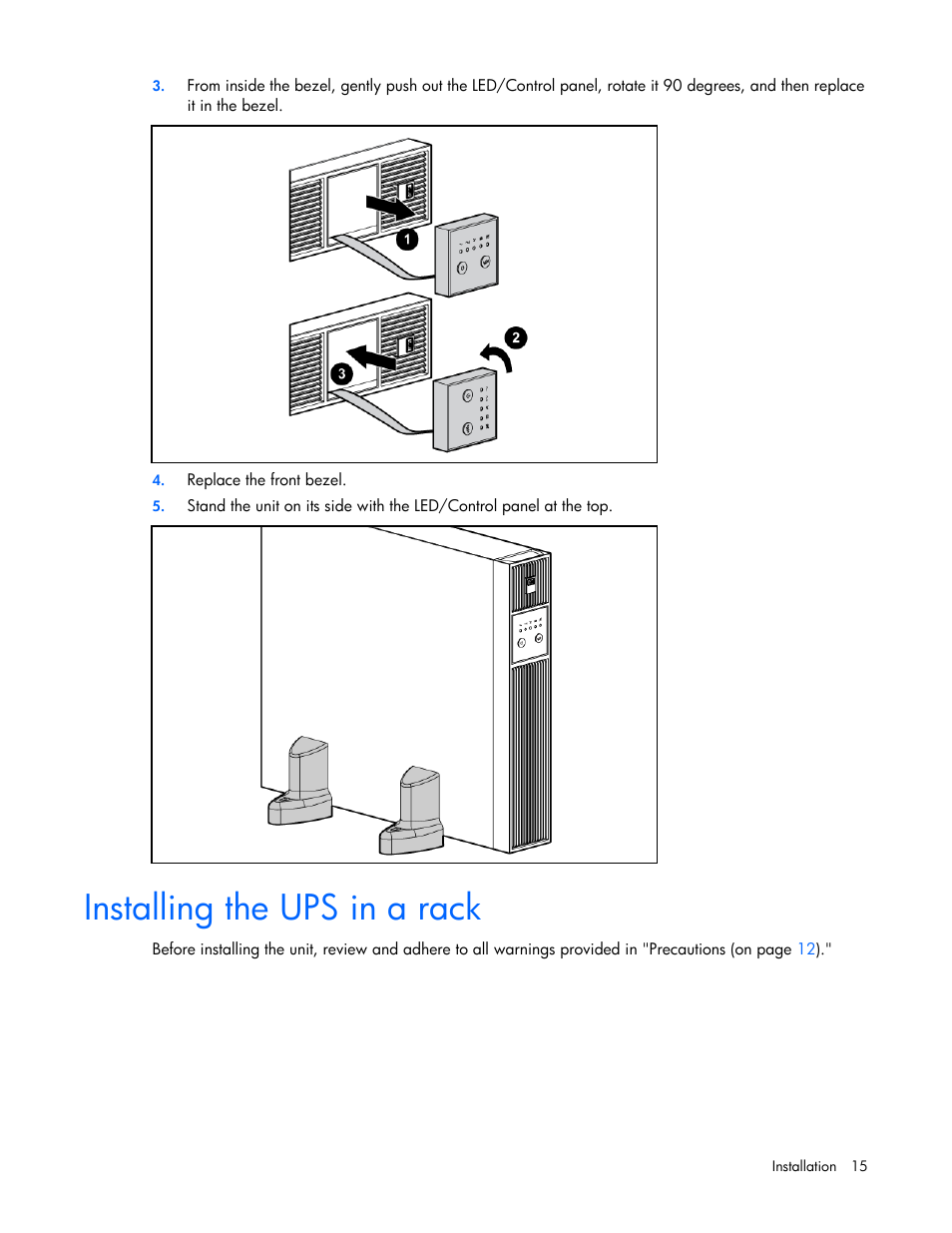 Installing the ups in a rack | HP T2200 User Manual | Page 15 / 55