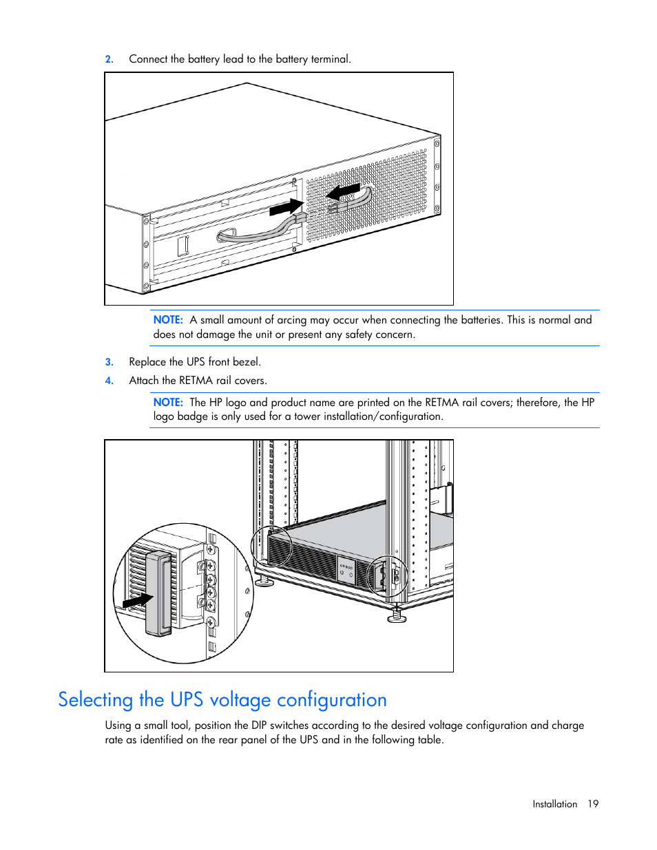 Selecting the ups voltage configuration | HP T2200 User Manual | Page 19 / 55