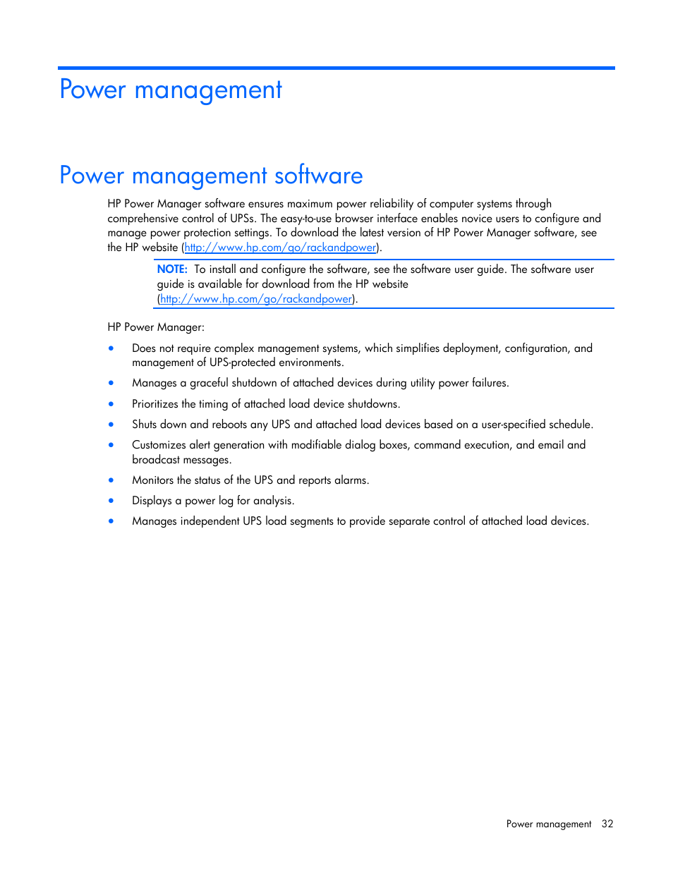 Power management, Power management software | HP T2200 User Manual | Page 32 / 55