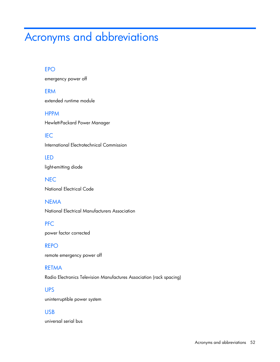 Acronyms and abbreviations | HP T2200 User Manual | Page 52 / 55