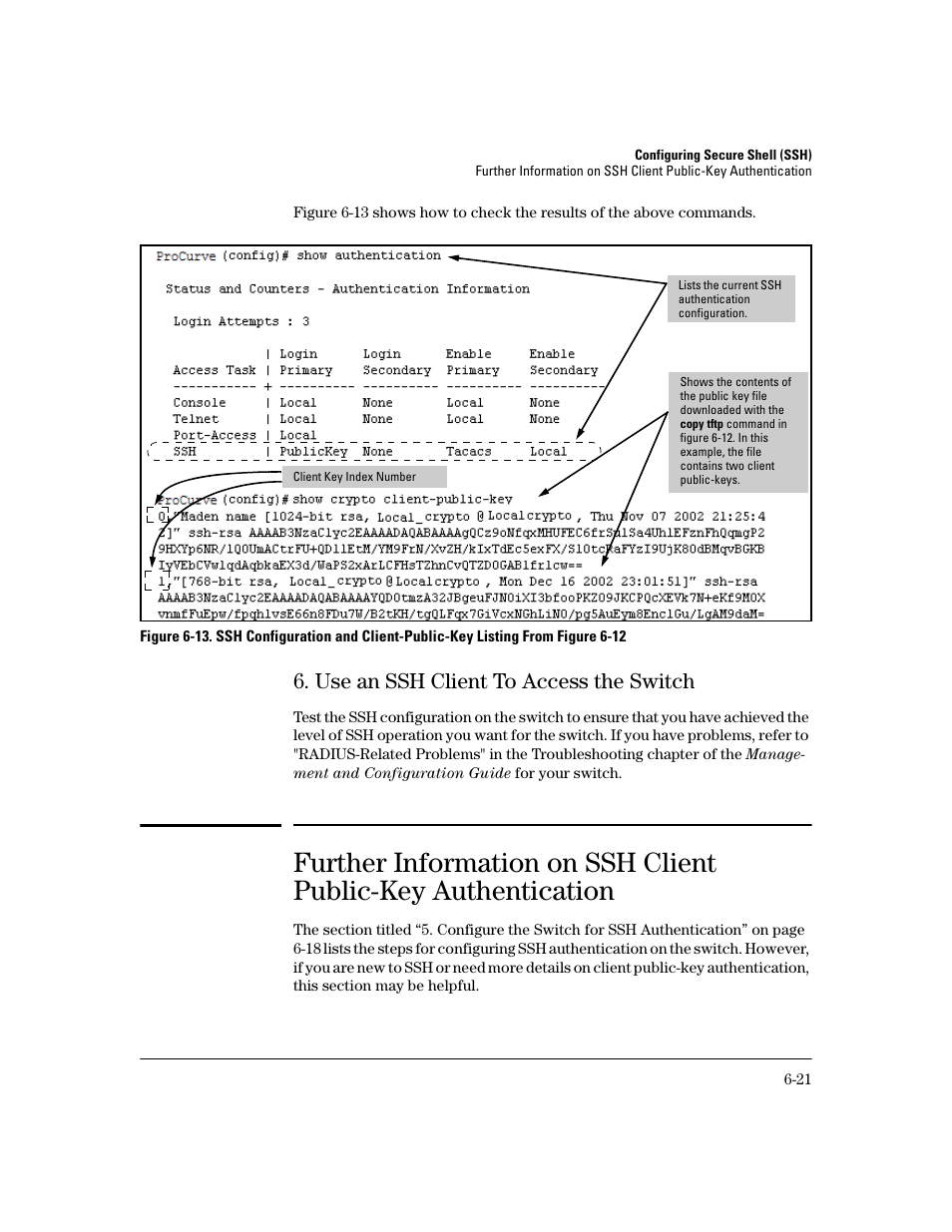 Use an ssh client to access the switch, Use an ssh client to access the switch -21 | HP 2600 Series User Manual | Page 153 / 306