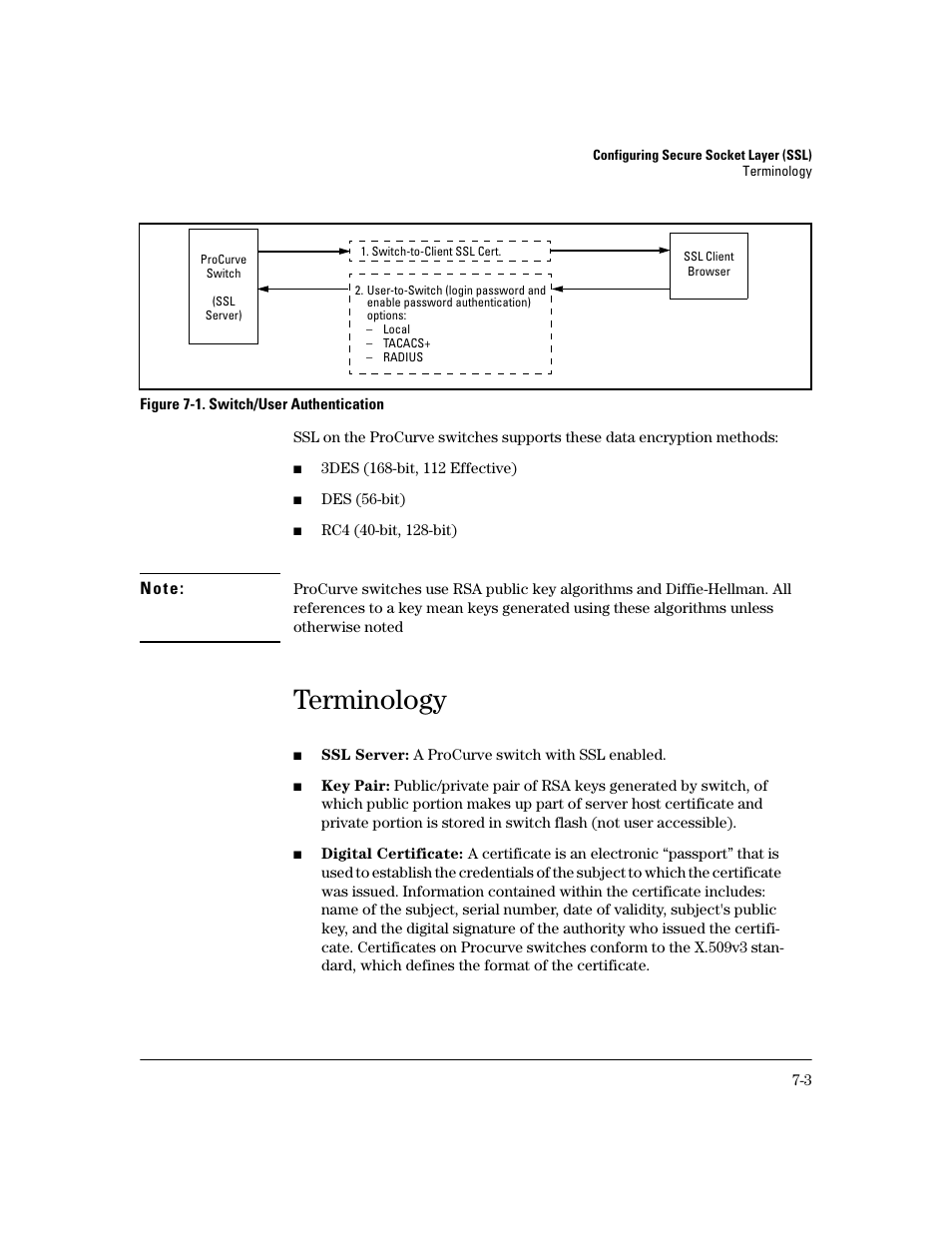 Terminology, Terminology -3, In figure 7- 1, the swi | HP 2600 Series User Manual | Page 163 / 306