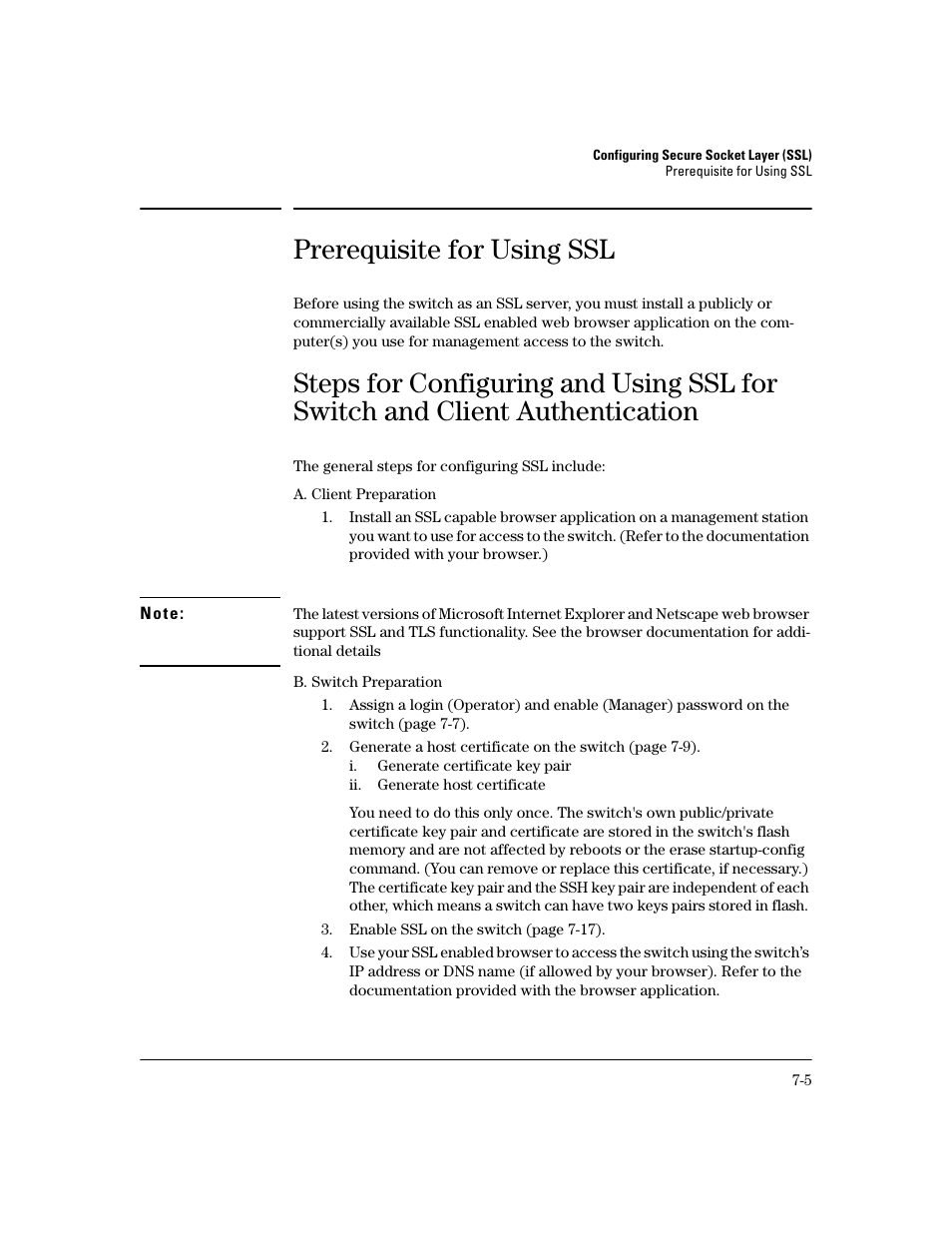Prerequisite for using ssl, Prerequisite for using ssl -5 | HP 2600 Series User Manual | Page 165 / 306