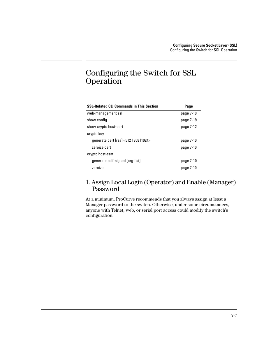 Configuring the switch for ssl operation, Configuring the switch for ssl operation -7 | HP 2600 Series User Manual | Page 167 / 306