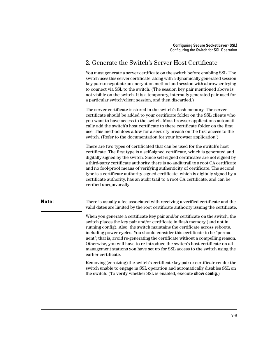 Generate the switch’s server host certificate, Generate the switch’s server host certificate -9 | HP 2600 Series User Manual | Page 169 / 306