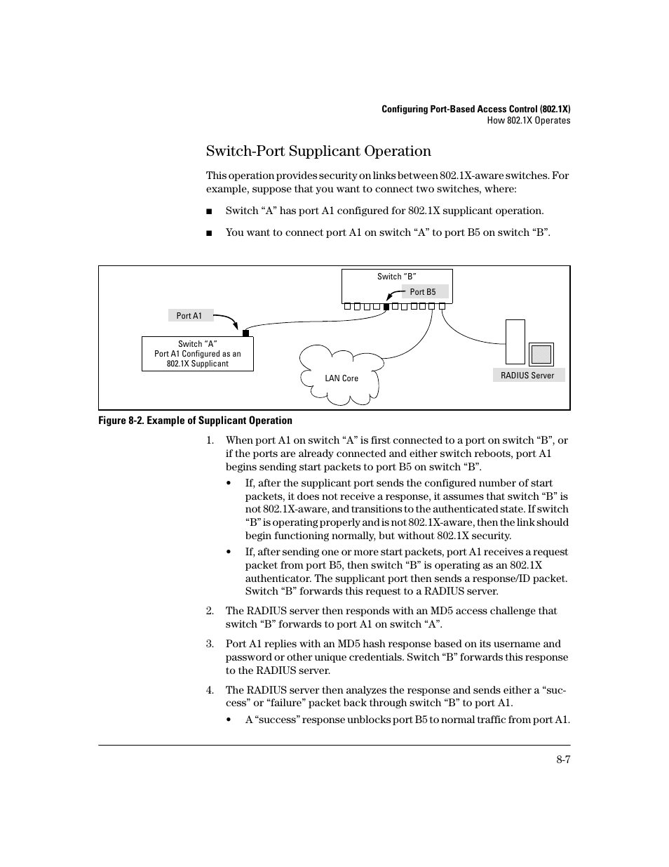 Switch-port supplicant operation, Switch-port supplicant operation -7 | HP 2600 Series User Manual | Page 189 / 306