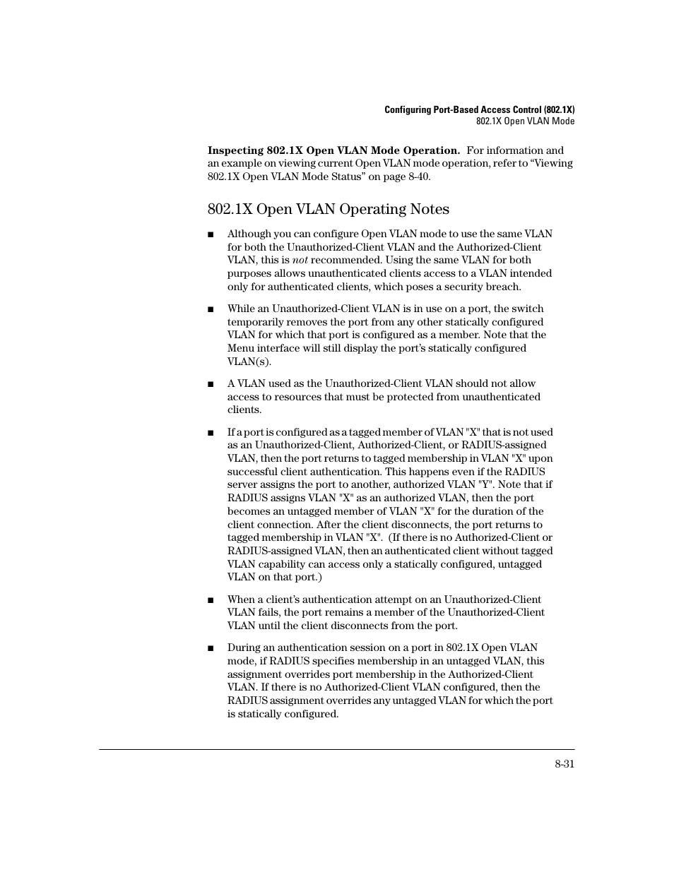 1x open vlan operating notes, 1x open vlan operating notes -31 | HP 2600 Series User Manual | Page 213 / 306