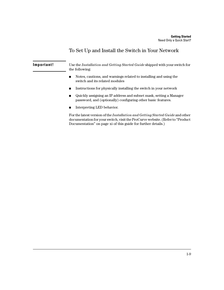 To set up and install the switch in your network | HP 2600 Series User Manual | Page 25 / 306