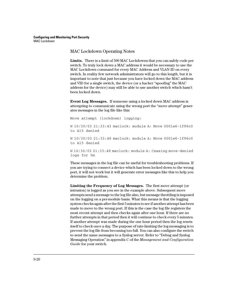 Mac lockdown operating notes | HP 2600 Series User Manual | Page 250 / 306