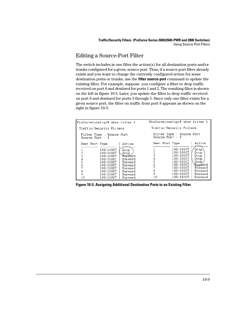 Editing a source-port filter, Editing a source-port filter -9 | HP 2600 Series User Manual | Page 277 / 306