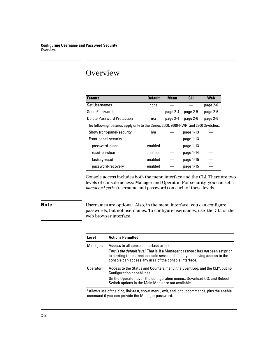 Overview, Overview -2 | HP 2600 Series User Manual | Page 28 / 306